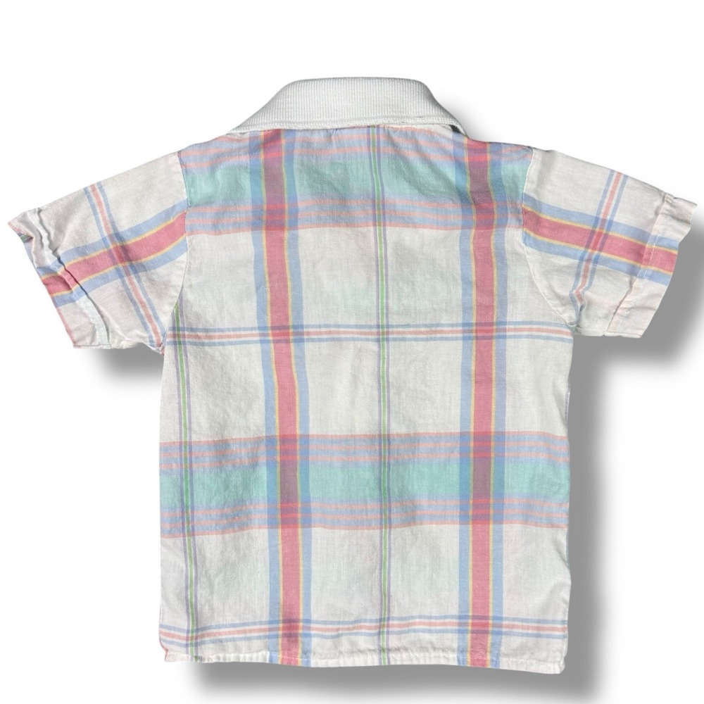 Vintage Nursery Rhyme Pastel Plaid Button Up Shirt Toddler‎ Boy 3T 100%Cotton - Picture 2 of 6
